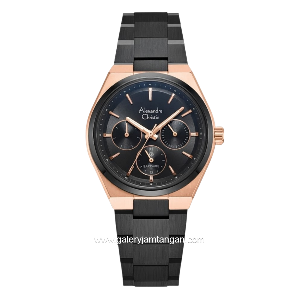 Jam Tangan Alexandre Christie AC 8697 BF BBRBA Sapphire Black Dial Black Stainless Steel Strap