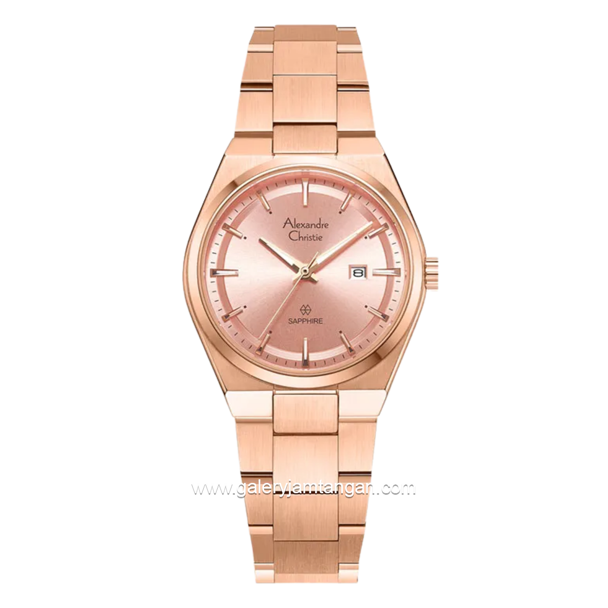 Alexandre Christie AC 8697 LD BRGPN Sapphire Pink Dial Rose Gold Stainless Steel Strap