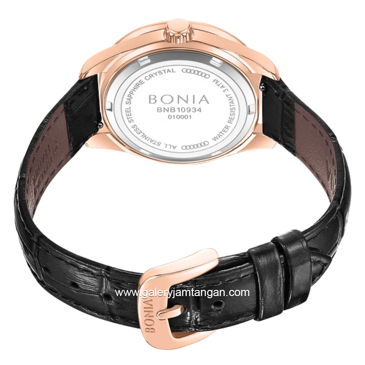 BONIA BNB10934-2592S Black Rose Gold Dial Green Leather Strap