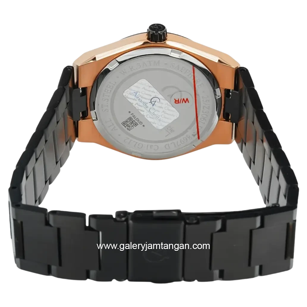 Alexandre Christie AC 8697 LD BBRBA Sapphire Black Dial Black Stainless Steel Strap