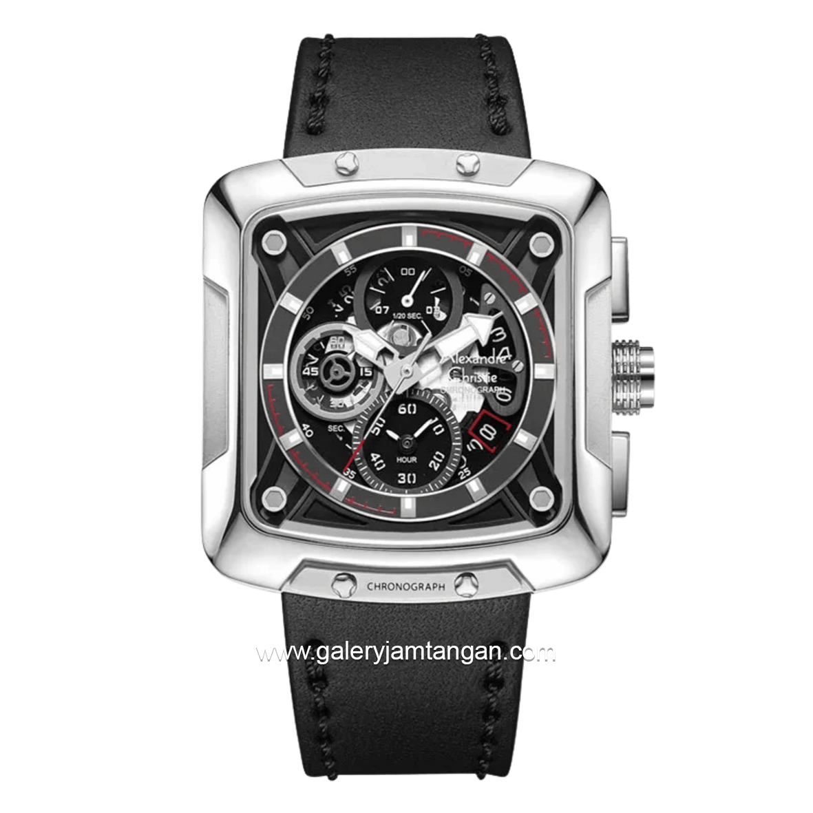 Alexandre Christie AC 3030 GC Black Silver Leather Strap