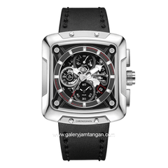 Alexandre Christie AC 3030 GC Black Silver Leather Strap