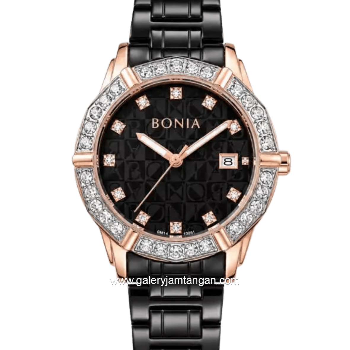 BONIA ROSSO BNR10988-2037S Black Ring Rosegold Stainless Steel Strap