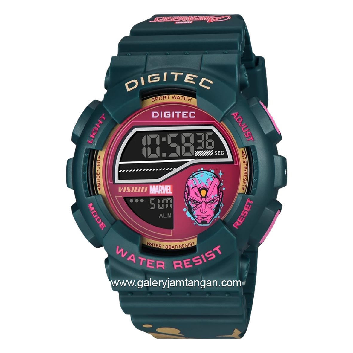 DIGITEC DG-5210T-MV GRC-9B MARVEL Digital Full Green Rubber Strap