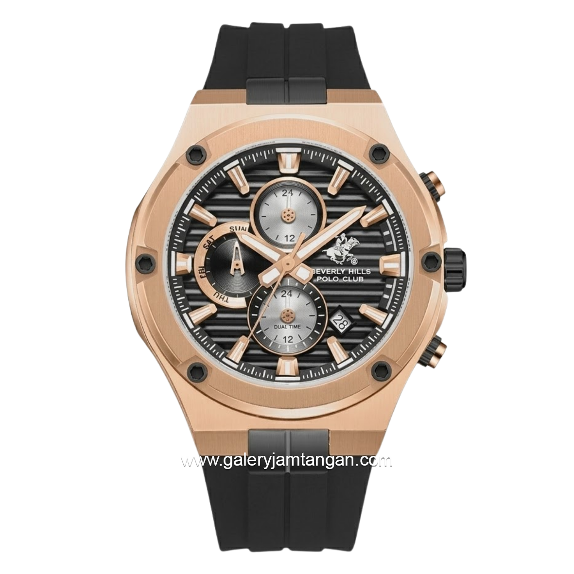 BEVERLY HILLS POLO CLUB BHPC BP3822X.451 Black Gold Silicone Strap