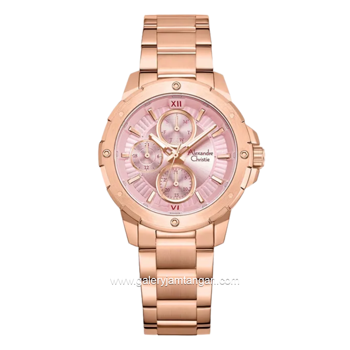 Alexandre Christie AC 6410 BF BRGPN-2 Pink Dial Rose Gold Stainless Steel Strap