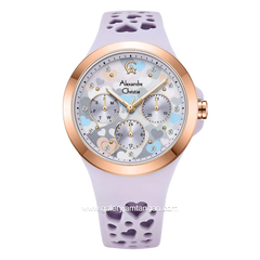 Alexandre Christie AC 2B04 BF Purple Dial Purple Pattern Multifunction Rubber Strap