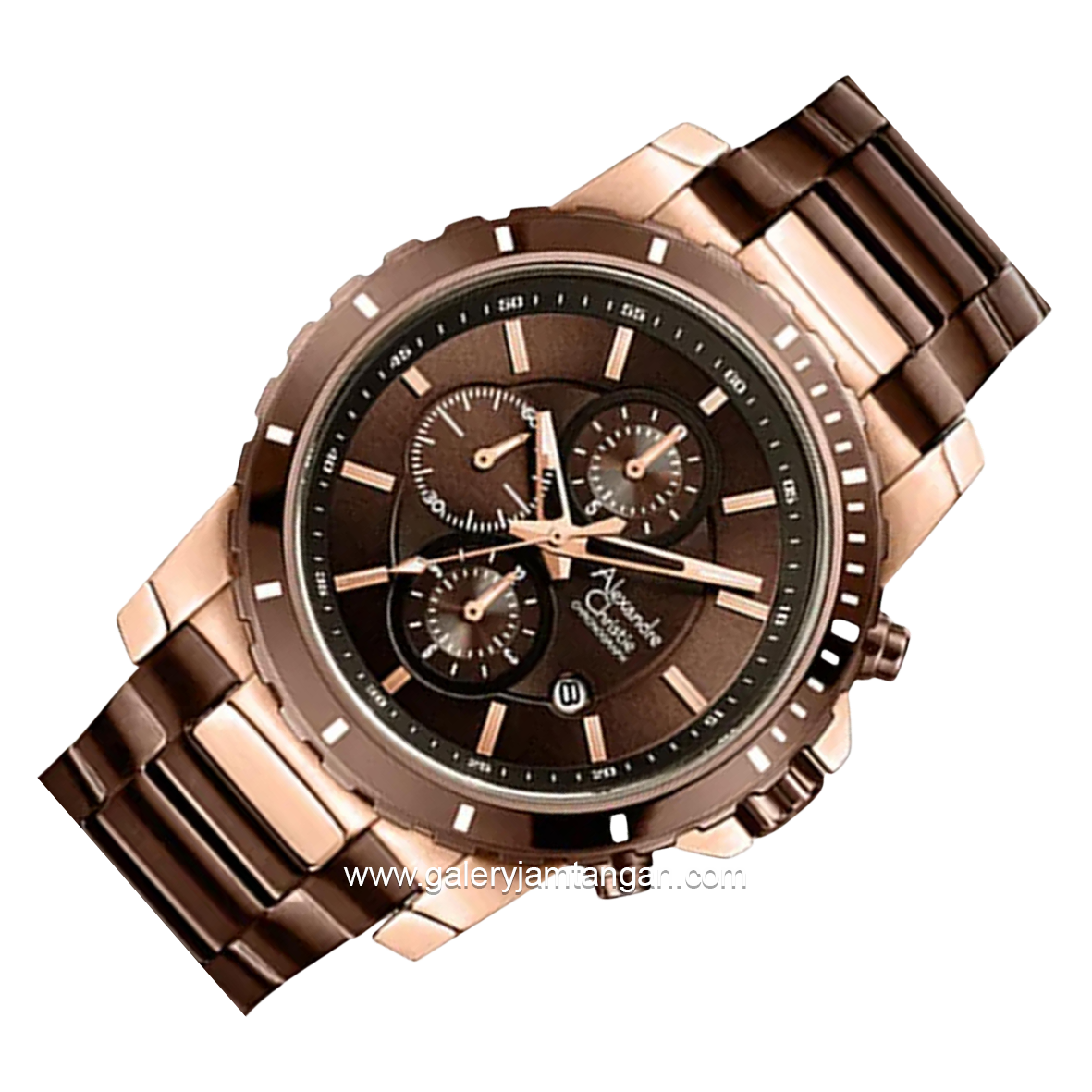 Alexandre Christie AC 6141 MCBROBO Brown Rosegold Chronograph Stainless Steel Strap