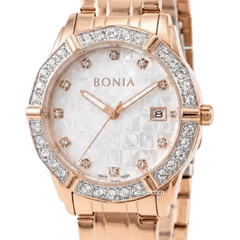 BONIA ROSSO BNR10988-2517S Rose Gold Dial White Stainless Steel Strap