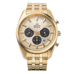 ORIENT CLASSIC RA-TX0301G10B SOLAR CHRONOGRAPH dial Gold Stainless Steel Strap
