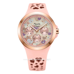 Alexandre Christie Multifunction AC 2B04 BF RRGPN Pattern Dial Pink Rubber Strap