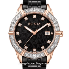 BONIA ROSSO BNR10988-2037S Black Ring Rosegold Stainless Steel Strap
