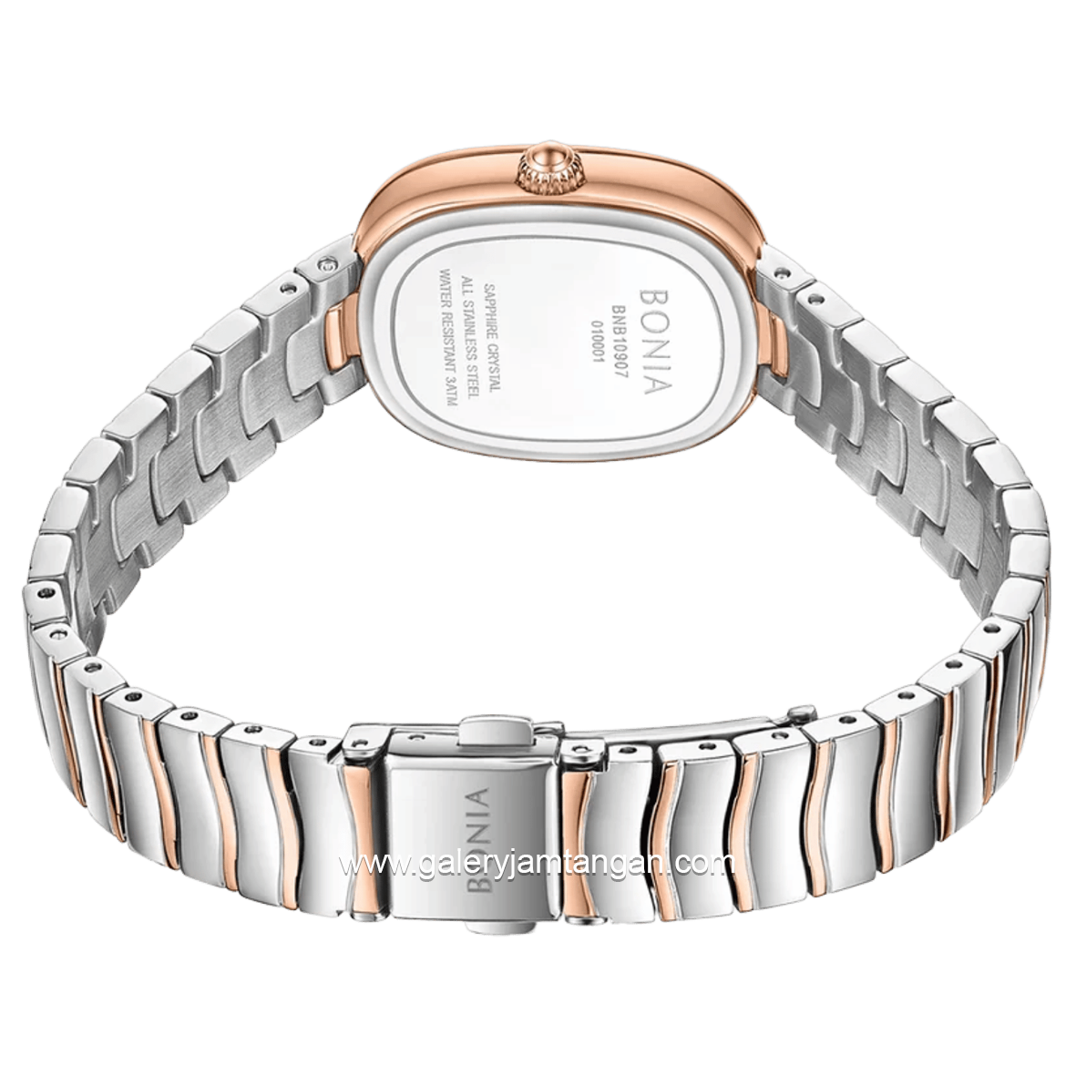BONIA BNB10907-2612 Silver Rose Gold Dial White Stainless Steel Strap