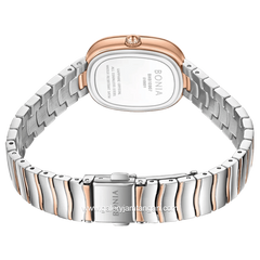 BONIA BNB10907-2612 Silver Rose Gold Dial White Stainless Steel Strap