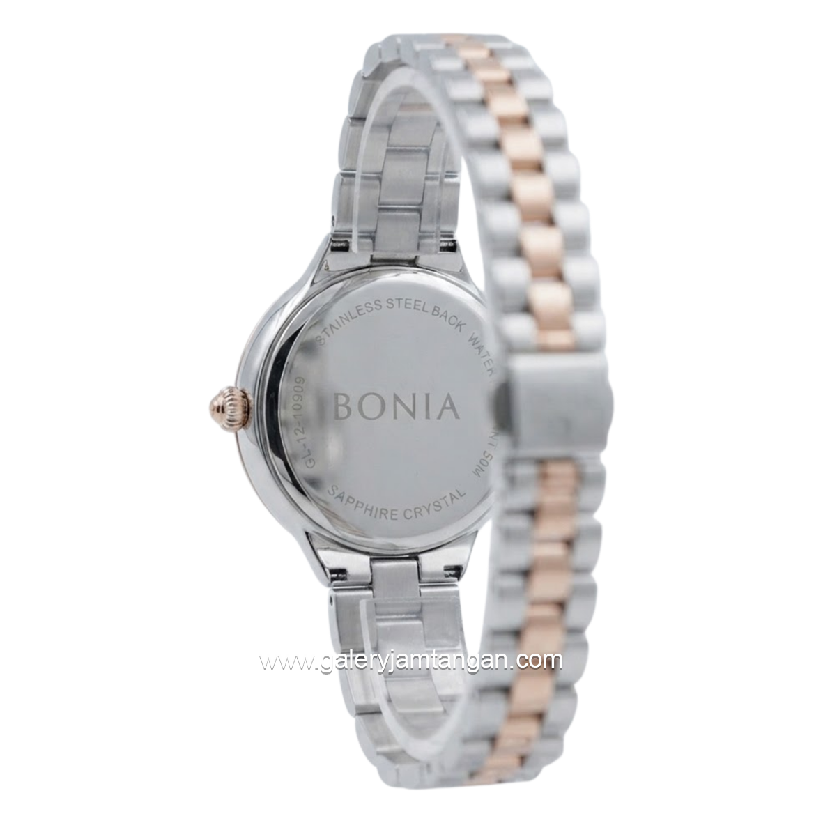 BONIA BNB10909-2667S Silver Combi Gold Dial Maroon Stainless Steel Strap