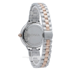 BONIA BNB10909-2667S Silver Combi Gold Dial Maroon Stainless Steel Strap