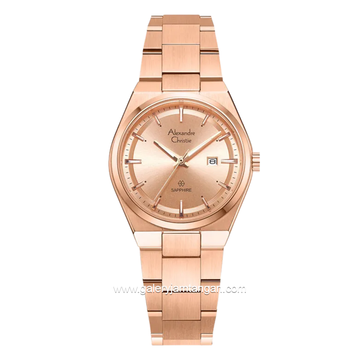 Alexandre Christie AC 8697 LD BRGLN Sapphire Rose Gold Dial Rose Gold Stainless Steel Strap