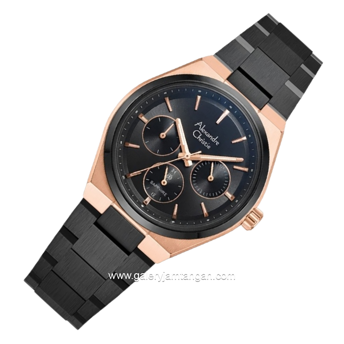 Jam Tangan Alexandre Christie AC 8697 BF BBRBA Sapphire Black Dial Black Stainless Steel Strap