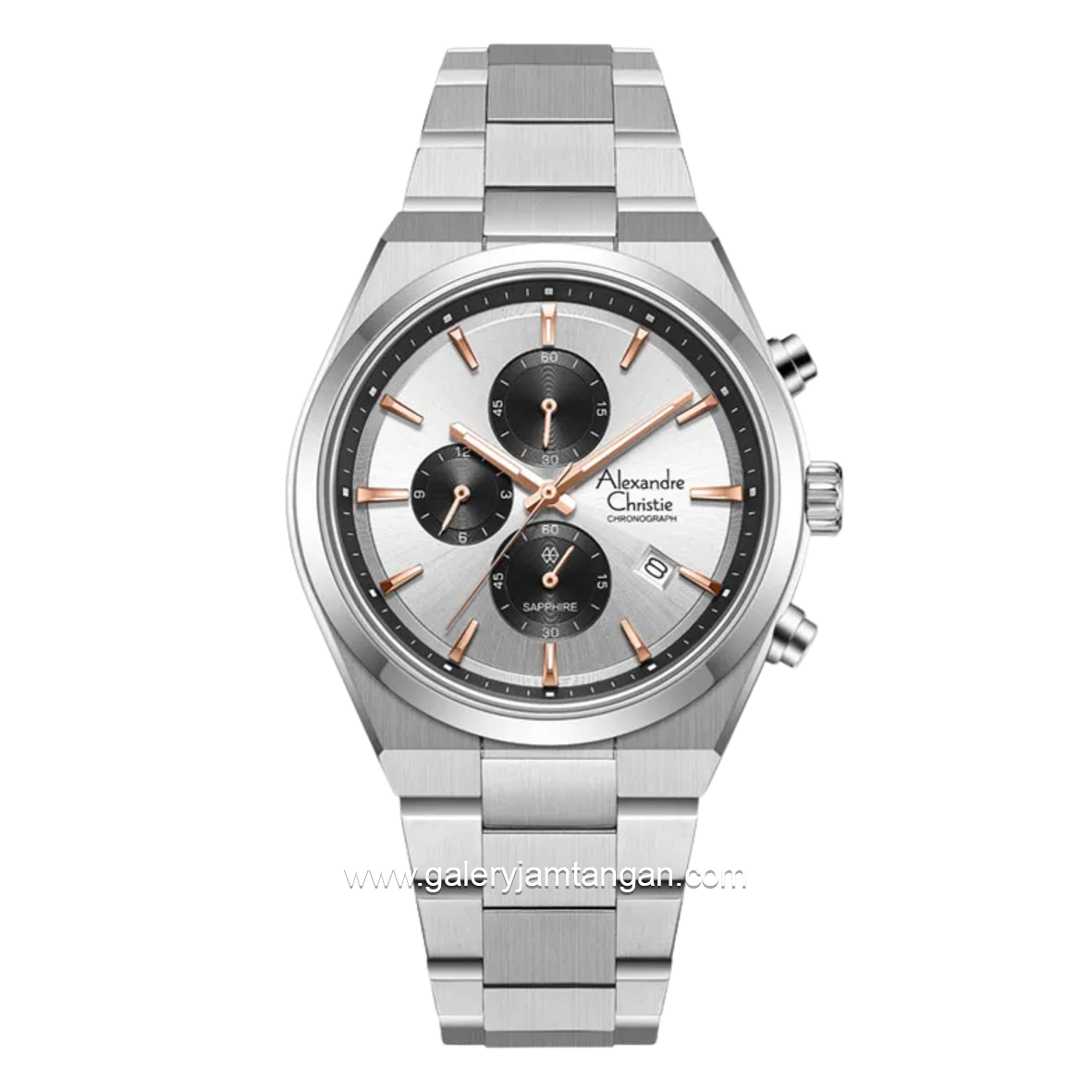 Alexandre Christie Chronograph AC 8697 MC BSSSLRG Dual Tone Dial Stainless Steel Strap