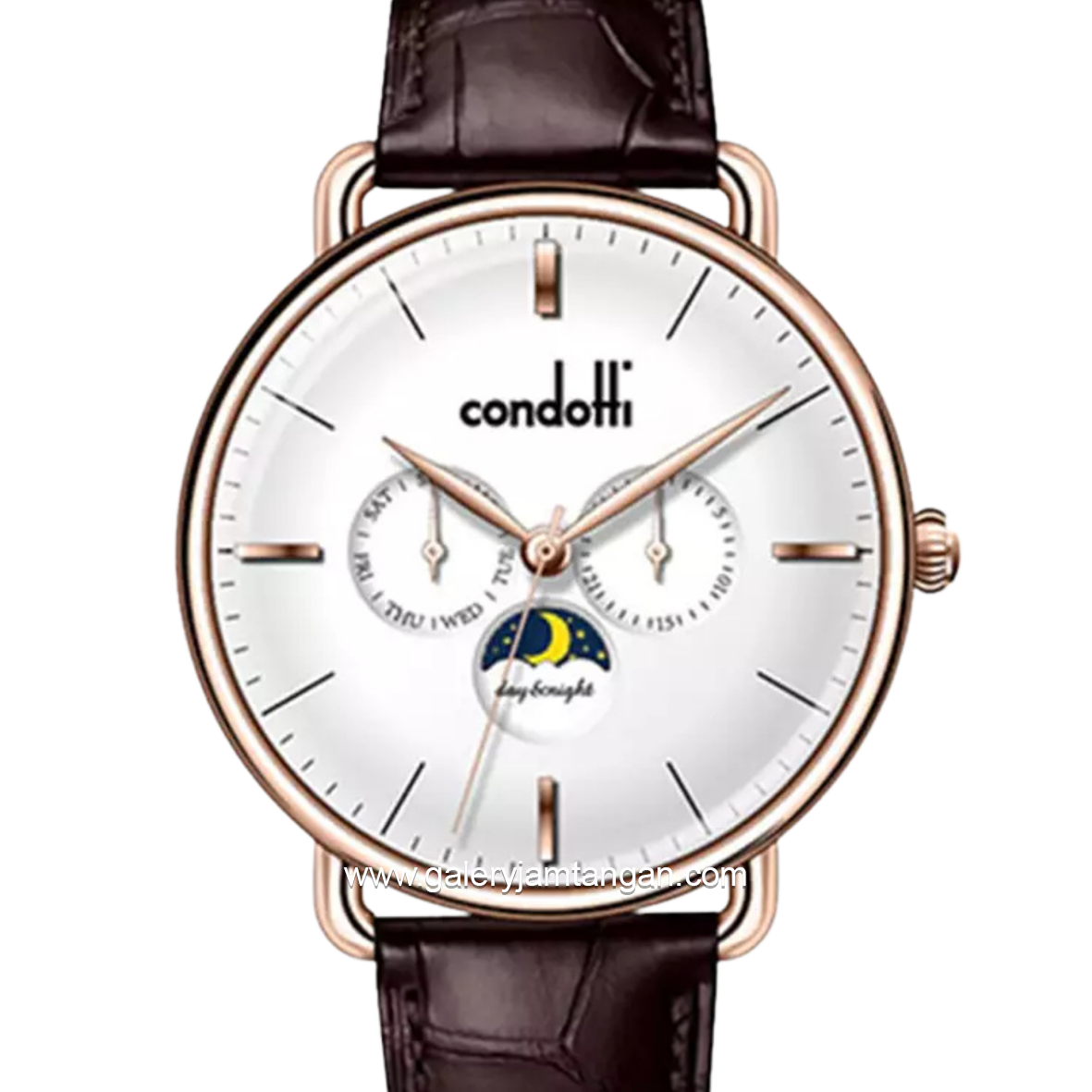 CONDOTTI GENUINO CN1092-RG01-L05 Brown Rosegold Leather Strap