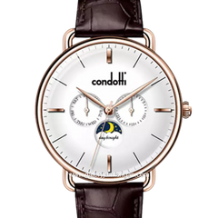 CONDOTTI GENUINO CN1092-RG01-L05 Brown Rosegold Leather Strap